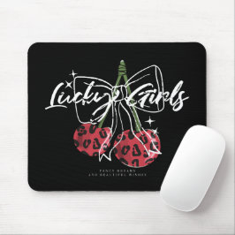 Mousepad Retro Lucky Girls Cherry Quote