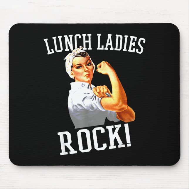 Mousepad Retro Lunch Ladies Rock Cafeteria Worker Funny Lun (Frente)