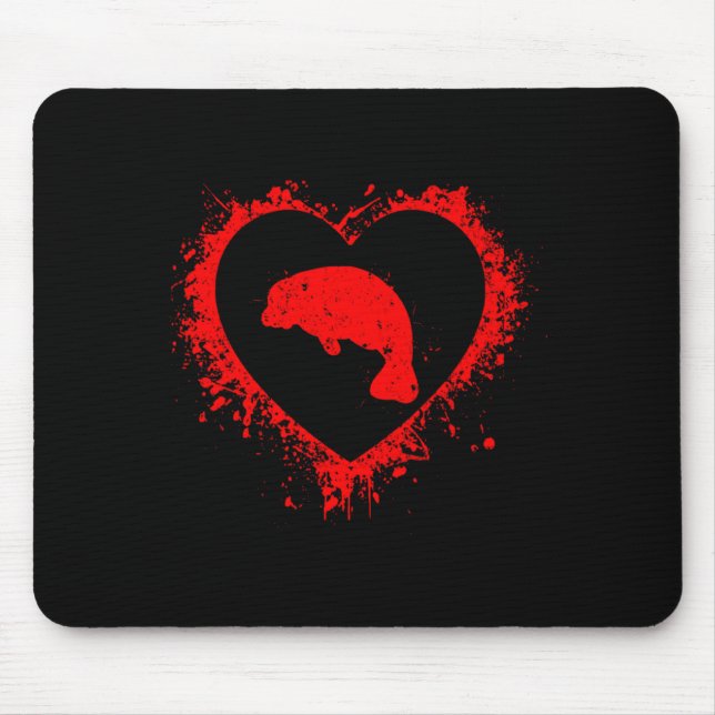 Mousepad Retro Manatee Dia dos Namorados Coração Forma Meu  (Frente)