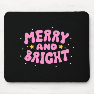 Mousepad Retro Merry And Bright Holiday Design