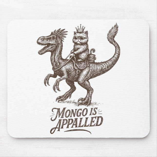 Mousepad Retro Mongo Is Appalled Princess Cat Riding Dinosa (Frente)