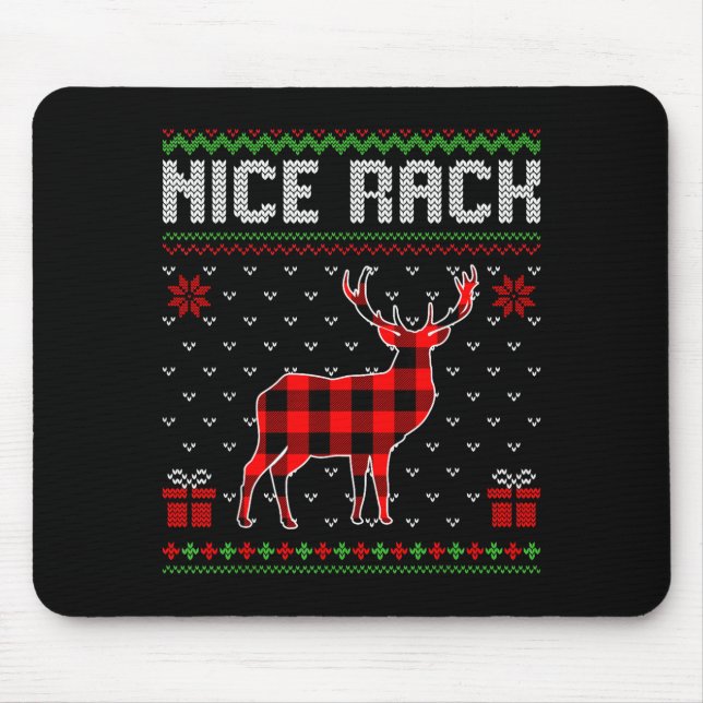 Mousepad Retro Nice Rack Ugly Christmas Sweater Couples Mat (Frente)