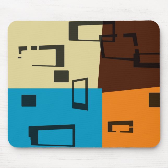 Mousepad Retro Orange, Blue, Brown, Cream Abstract Art (Frente)