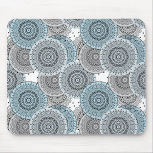 Mousepad Retro, padrão retrô, azul e cinza, elegante