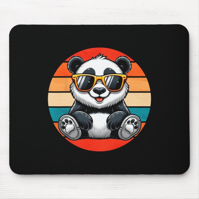Mousepad Retro Panda Em Sungles Bbq Pool Party Panda Engraç (Frente)