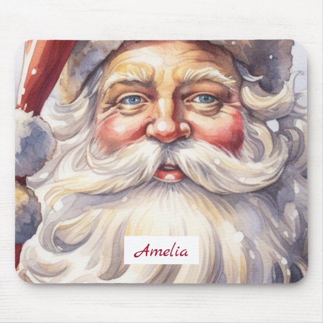 Mousepad Retro Papai Noel num Natal Red Hat (Frente)