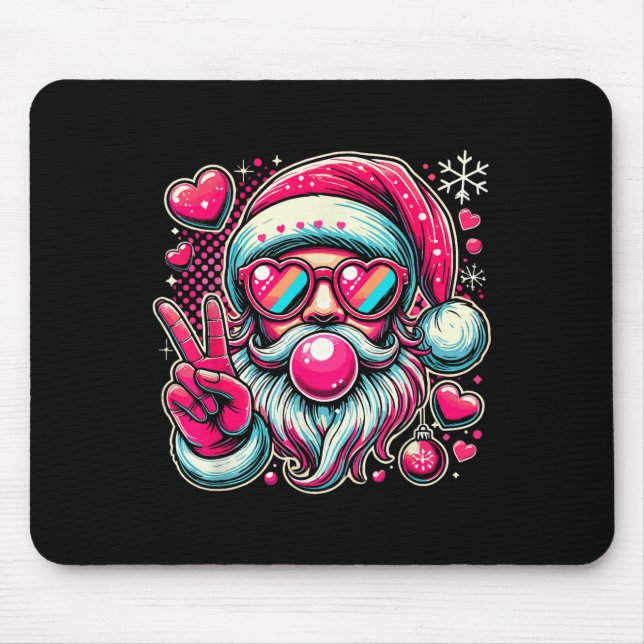 Mousepad Retro Papai Noel soprando bolha Legal Sinal de Paz (Frente)