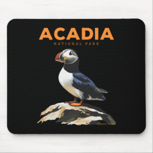 Mousepad Retro Parque Nacional Acadia Papagaio-do-mar Atlân