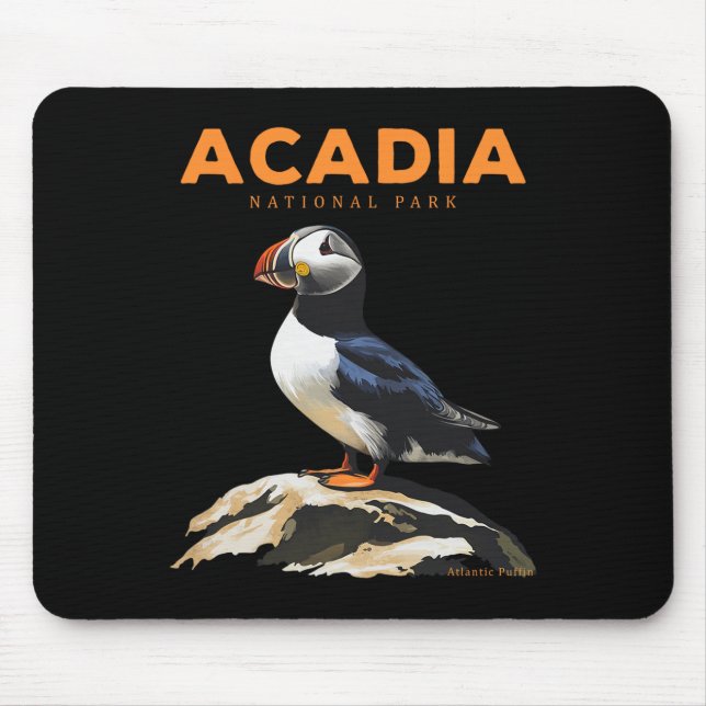 Mousepad Retro Parque Nacional Acadia Papagaio-do-mar Atlân (Frente)