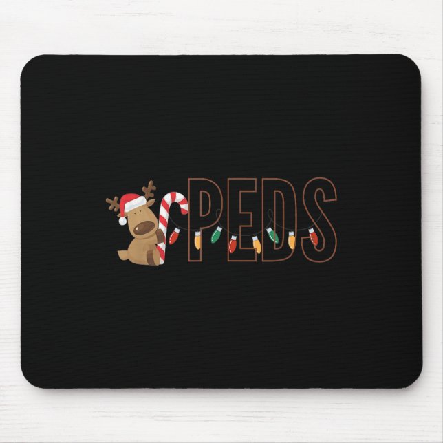 Mousepad Retro Pediatrics Christmas Lights Reindeer Peds Nu (Frente)