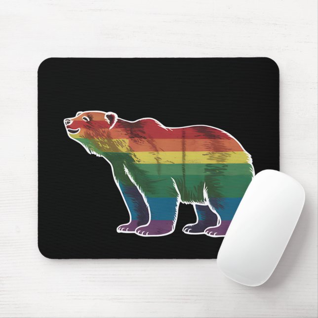 Mousepad Retro Polar Arco Arco-Íris Lésbica LGBT Orgulho ga (Com mouse)