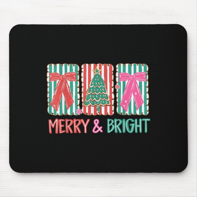 Mousepad Retro Preppy Merry And Bright Girly Coquette Chris (Frente)