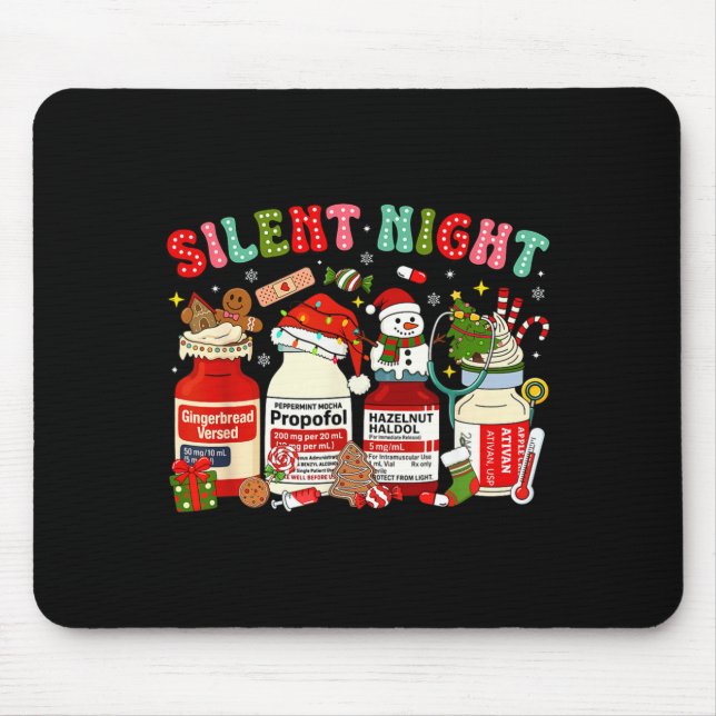 Mousepad Retro Profol Silent Night Icu Nurses Funny Merry C (Frente)