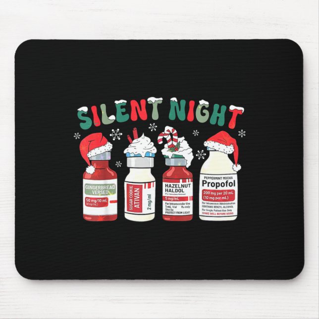 Mousepad Retro Profol Silent Night Icu Nurses Funny Merry C (Frente)