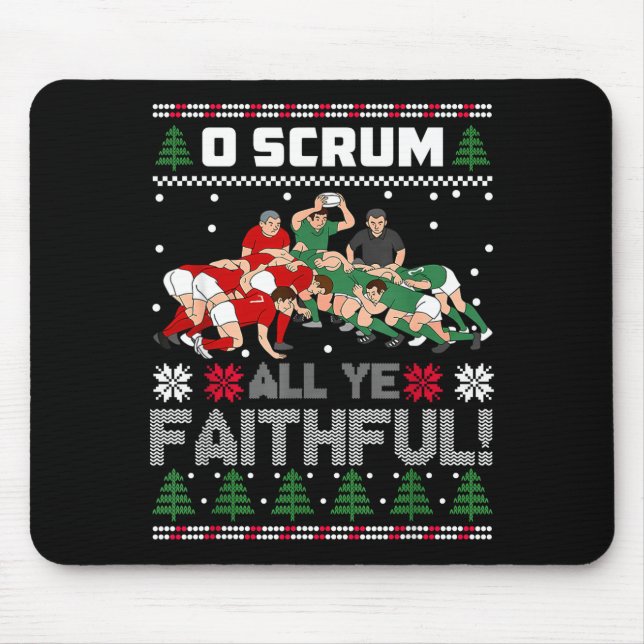 Mousepad Retro Rugby O Scrum All Ye Faithful Ugly Merry Chr (Frente)