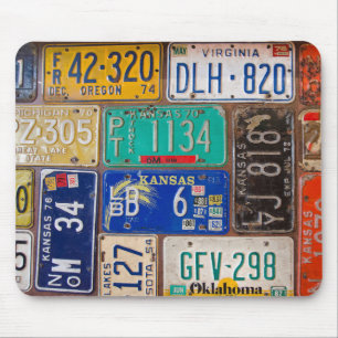 Mousepad Retro Rusty License Plates