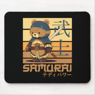 Mousepad Retro Samurai Teddy Arte Japonês Perfeito para Ani