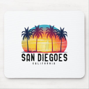 Mousepad Retro San Diego Beaches o Surfboa da Califórnia