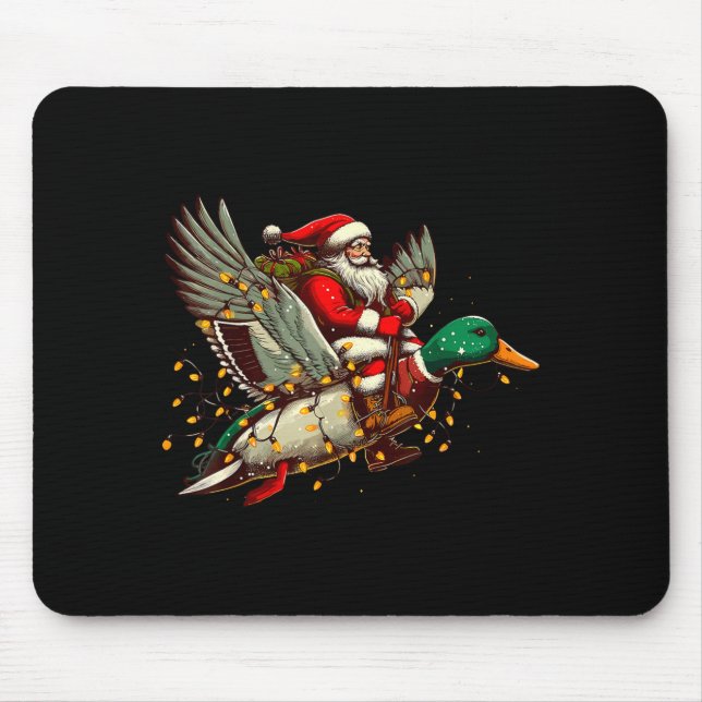 Mousepad Retro Santa Mallard Duck Christmas Hunting Season  (Frente)