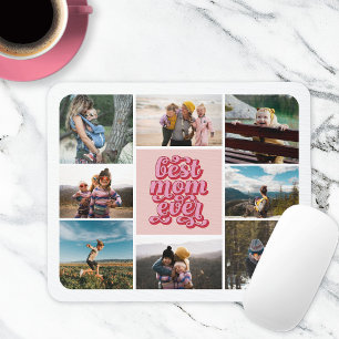 Mousepad Retro Script Melhor Colagem de Fotos de Mãe Nunca