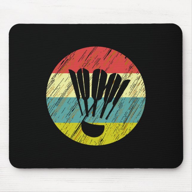 Mousepad Retro Shuttle Racket Esportivo Badminton Player At (Frente)