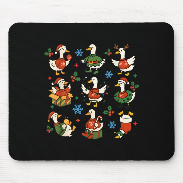 Mousepad Retro Silly Goose Santa Christmas Cute Merry Goose (Frente)