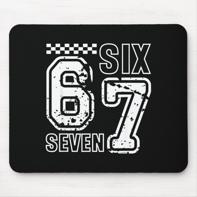 Mousepad Retro Six Seven Numbers Clever Humor 6 7 Meme Mens (Frente)
