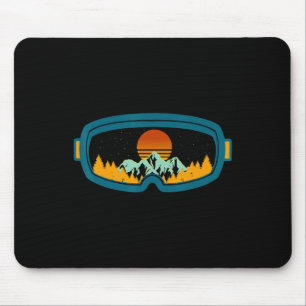 Mousepad Retro Ski Goggles Esqui Snowboard Mar de inverno