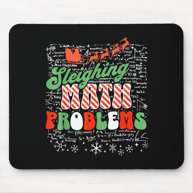 Mousepad Retro Sleighing Math Problems Santa Math Teacher C (Frente)