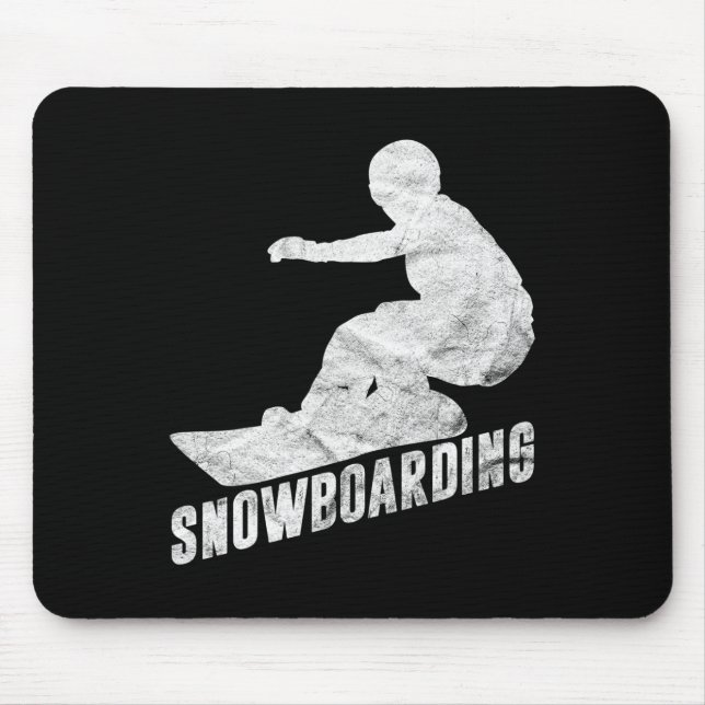 Mousepad Retro Snowboard Gift Snowboarder Silhouette Sno (Frente)
