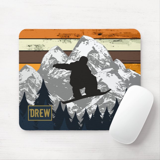 Mousepad Retro Snowboard Skiing Mountain Ski Nome das Esfer (Com mouse)