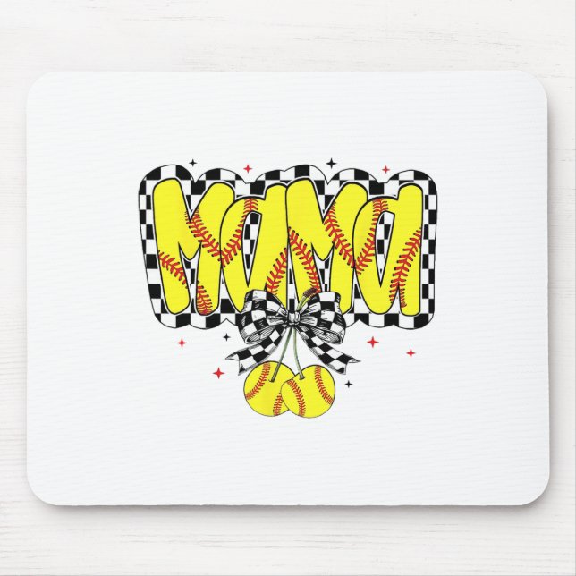 Mousepad Retro Softll Mamãe Cerejas Coquete Laço Xadrez  (Frente)