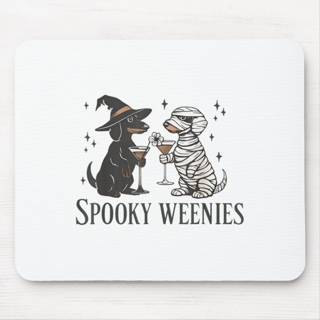 Mousepad Retro Spooky Weenies Halloween Dachshund Spooky Se (Frente)