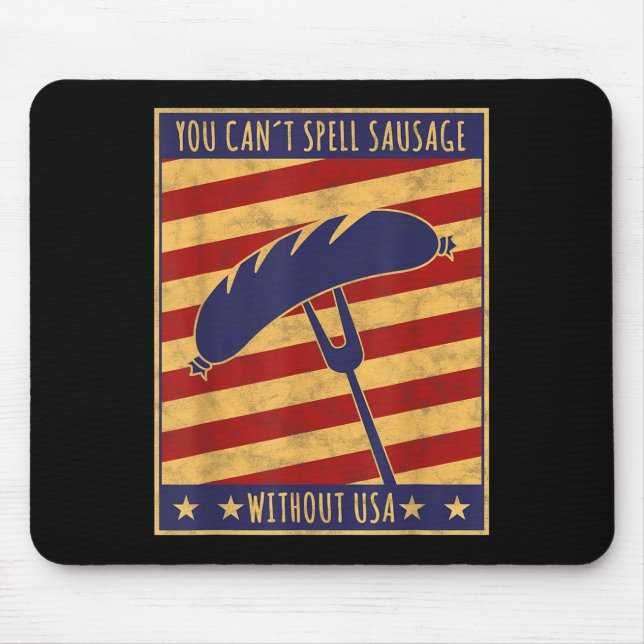 Mousepad Retro Ster You Can't Spell Sausage Without Usa  (Frente)