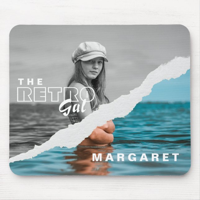 Mousepad Retro Stylish Black & White Portrait Photo Display (Frente)