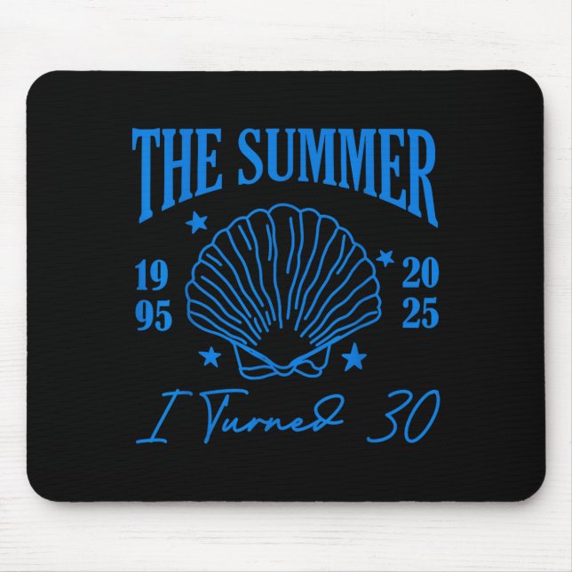 Mousepad Retro Summer I Turn 30 Seashell Coastal Beach Summ (Frente)