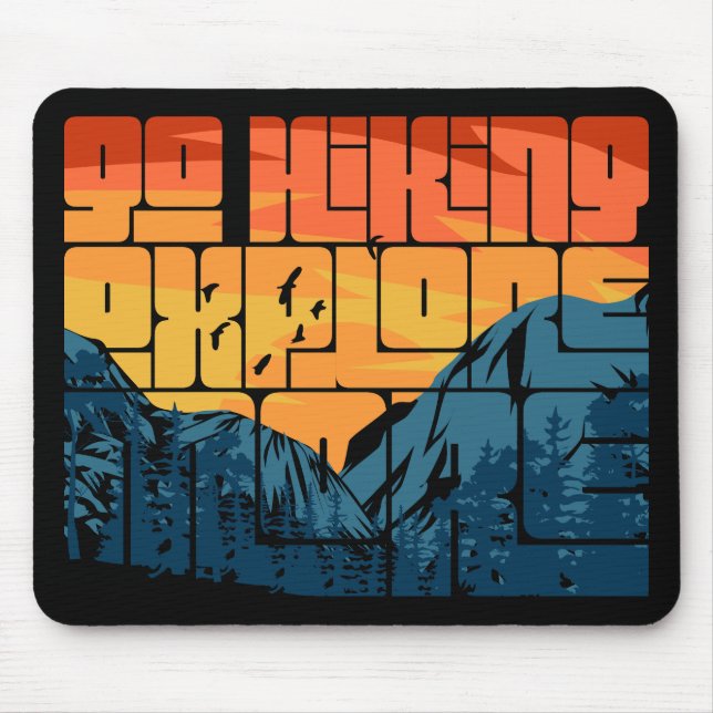 Mousepad Retro Sunset Landscape Hiking Adventure Explorar (Frente)
