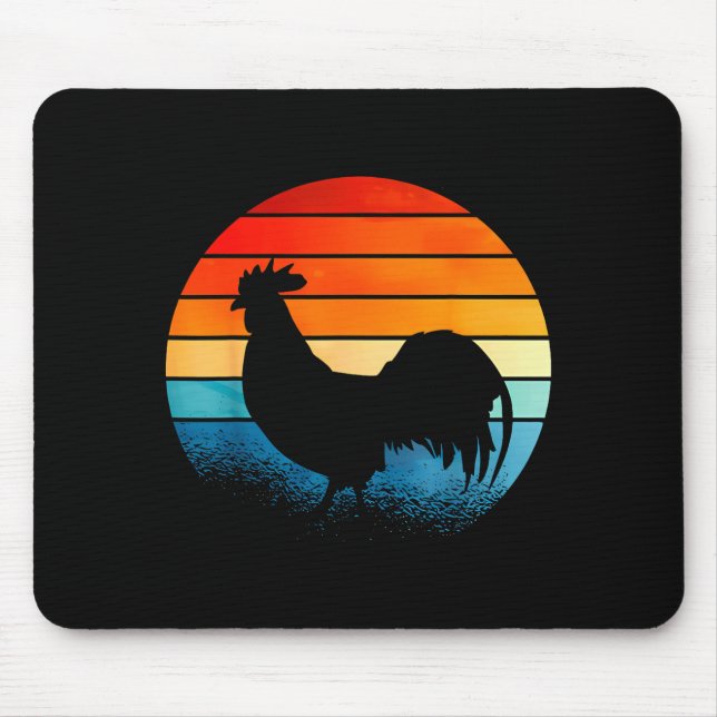Mousepad Retro Sunset Rooster Chicken Lover  (Frente)