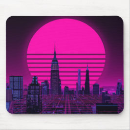 Mousepad Retro Synthwave Cyberpunk City Neon Gaming Desk Ma