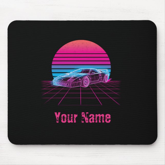 Mousepad Retro Synthwave Supercarro Mouse Gaming Personaliz (Frente)