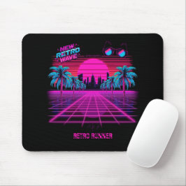 Mousepad Retro Synthwave Vaporwave Neon Grid Paisagem dos A