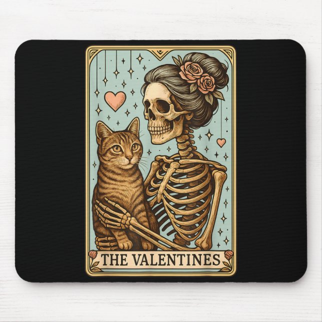 Mousepad Retro Tabby Cat Valentine's Day Mom Tarot Card  (Frente)