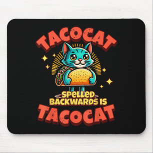 Mousepad Retro Tacocat Escrito ao Contrário é Taco Cat Fofo