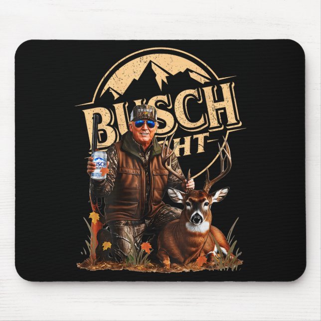 Mousepad Retro Trump Hunting Deer Funny Beer Drinking Hunti (Frente)
