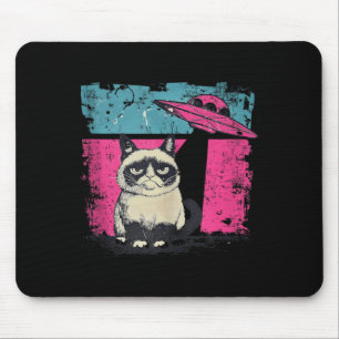 Mousepad Retro UFO Ragdoll Gato Alien Ficção Científica Esp