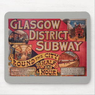 Mousepad Retro Vintage Glasgow City Subway Poster Glasgow