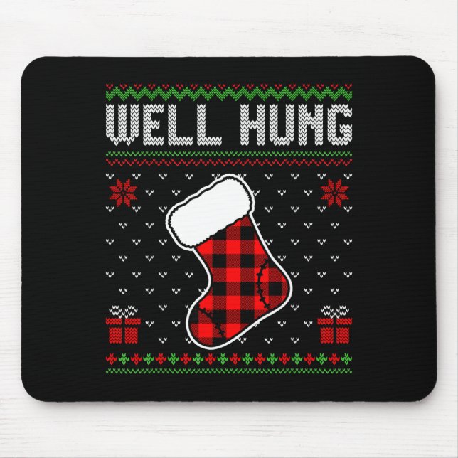 Mousepad Retro Well Hung Ugly Christmas Sweater Couples Mat (Frente)