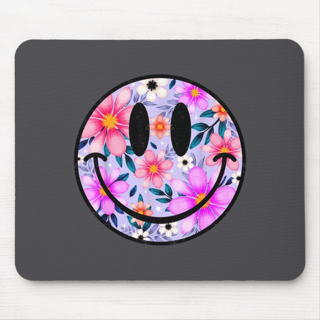 Mousepad Retro Wildflower Smile Face Floral Lover Happy Fac (Frente)