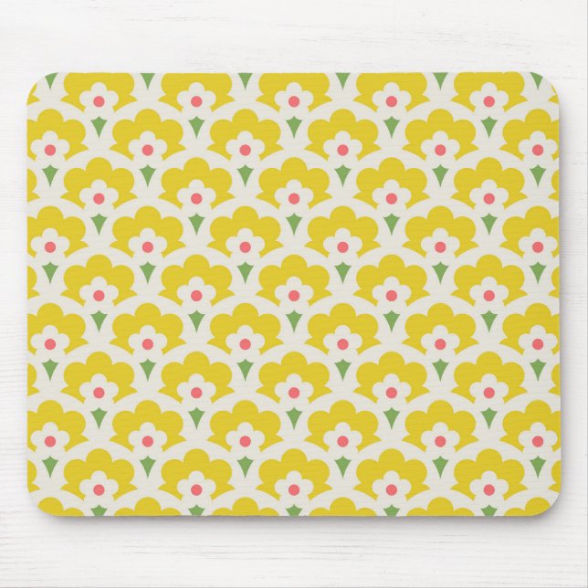 Mousepad Retro Yellow Flower Garden Pattern (Frente)