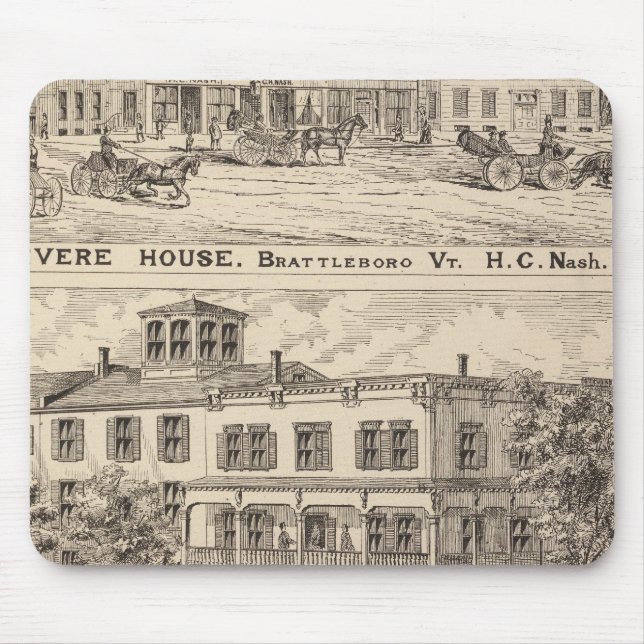 Mousepad Revere House e Crosby Block em Brattleboro (Frente)